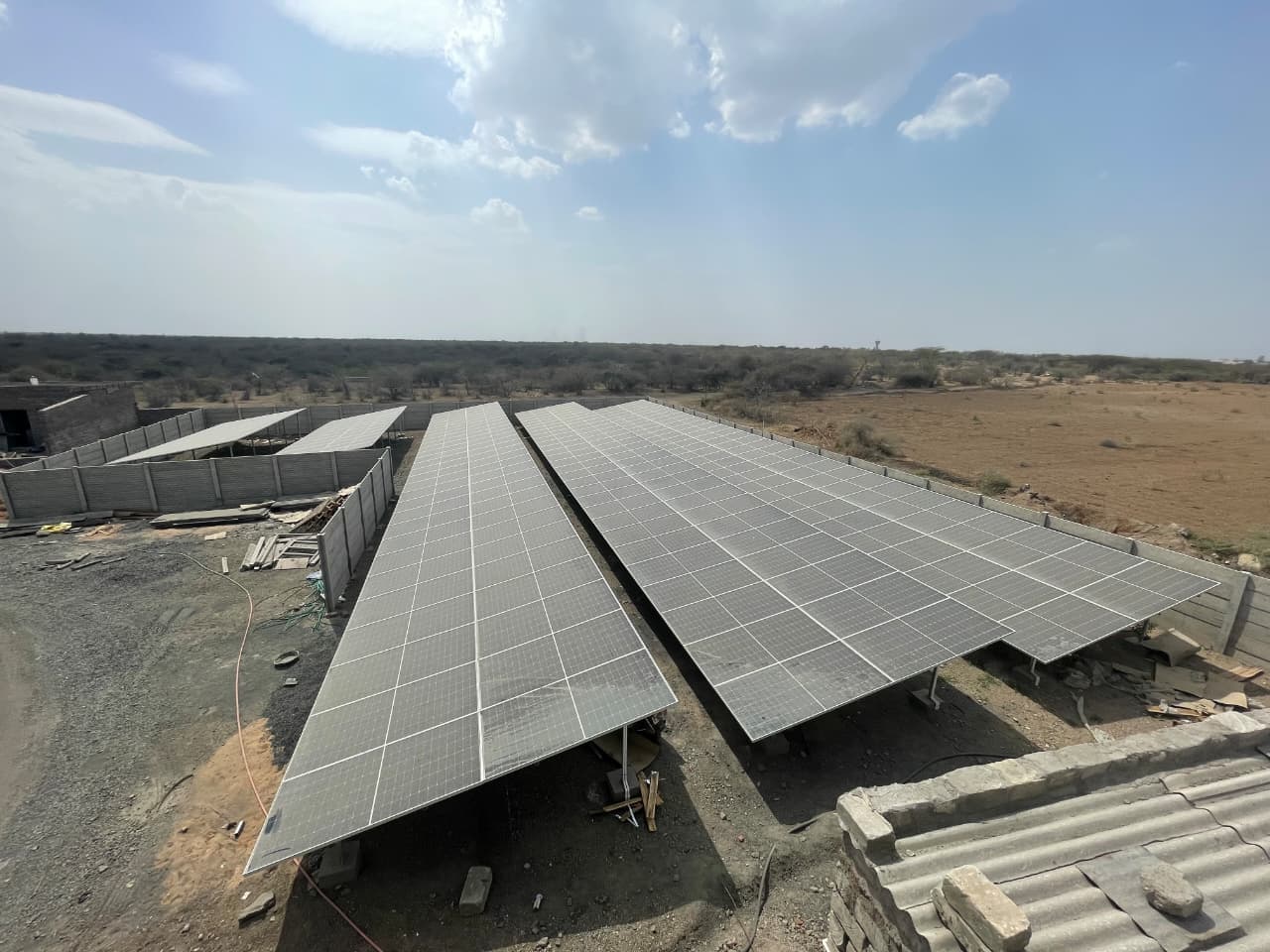 Rows of solar panels at a HiTech ground-mounted installation